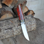 Koleksiyonluk ve Hediyelik Bıçak - N690 Çelik- KırmızıEpoksi Kozalak Karışımı Sap