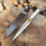 4116 paslanmaz çelikten üretilmiş, orijinal geyik boynuzu saplı 35 cm Çerkez model el yapımı bıçak