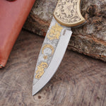 Katlanır Model- N690 Çelik -Atatürk - Türkiye Cumhuriyeti -Ay Yıldız Gravür İşleme - Çift Balçak Altın Kaplama