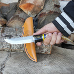 Koleksiyonluk ve Hediyelik Fenerbahçe Taraftar Bıçak - N690 Çelik- Geyik Boynuzu Sap