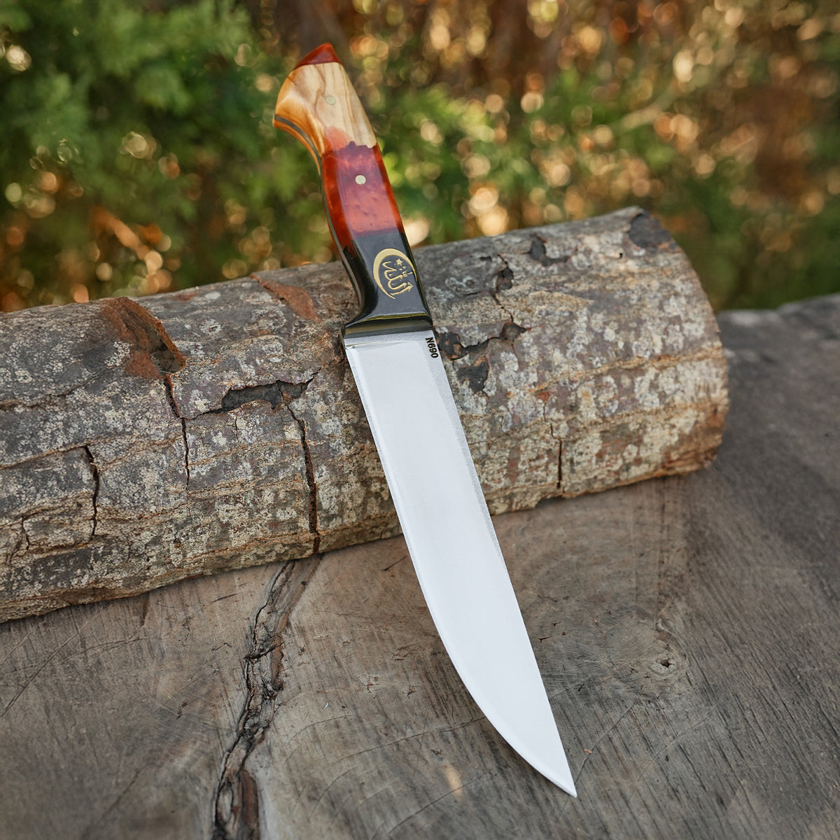 Kelle Bıçağı - N690 Çeliği -Allah Yazılı- Özel Ahşap Kutulu