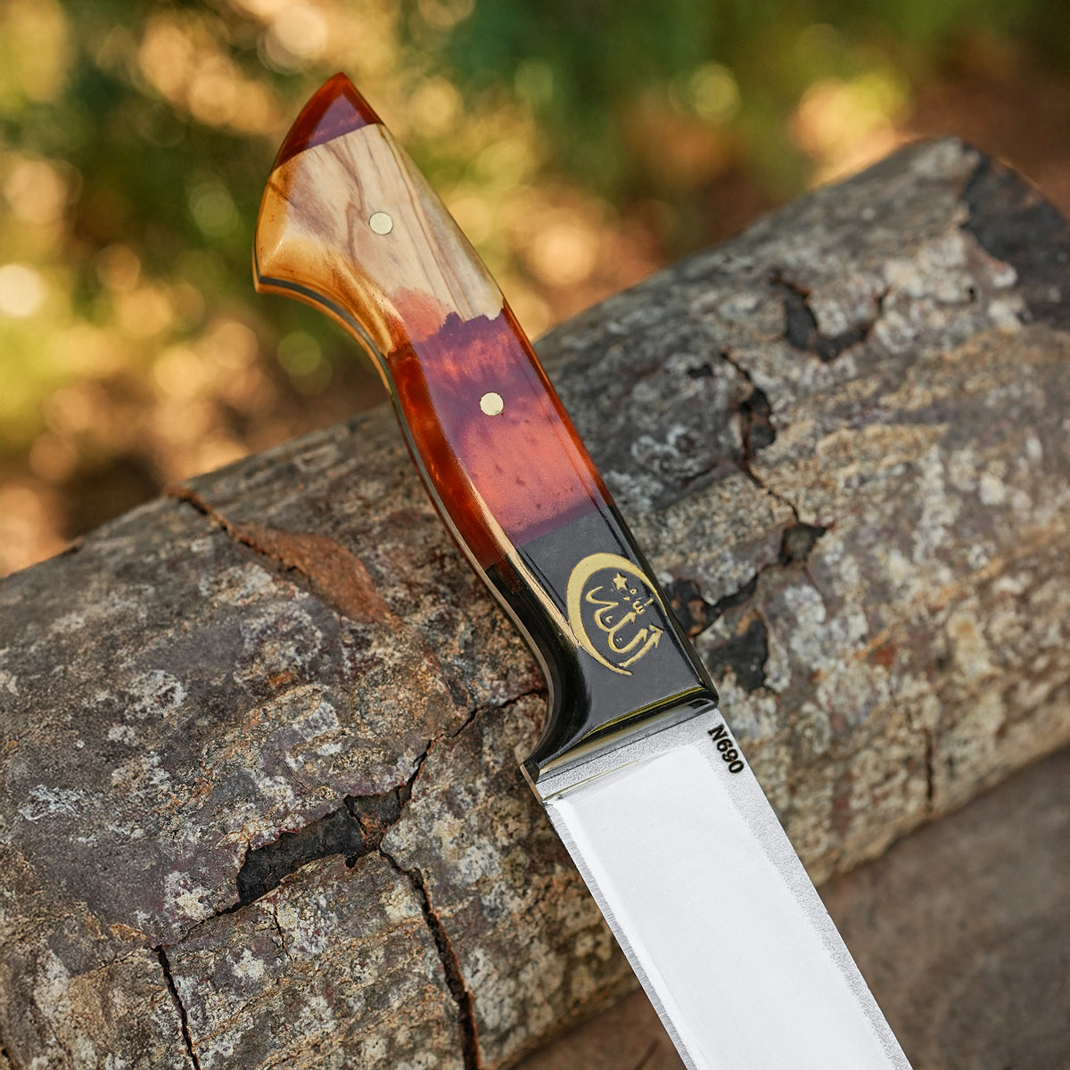 Kelle Bıçağı - N690 Çeliği -Allah Yazılı- Özel Ahşap Kutulu