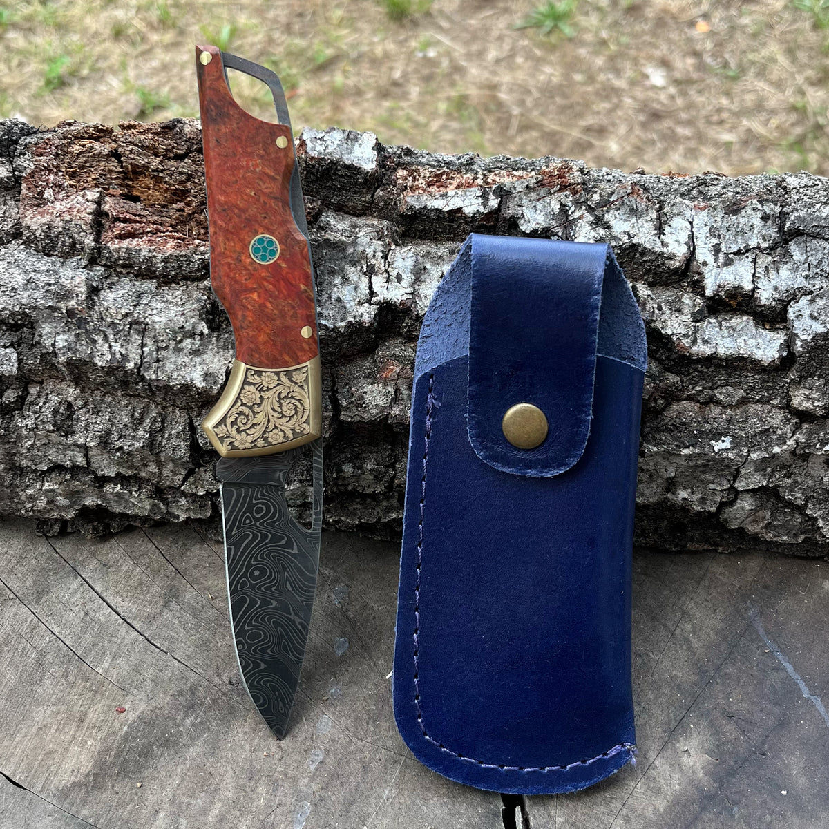 Katlanır Model- Damascus Çelik - Stabilize Sap
