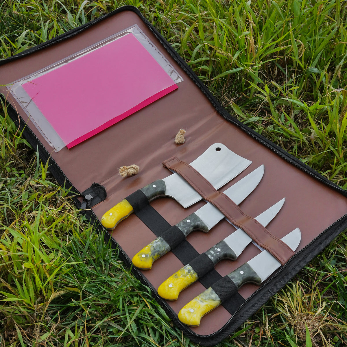 4'lü Kasap Bıçağı Seti + Kesme Tahtası - Paslanmaz Premium Kalite