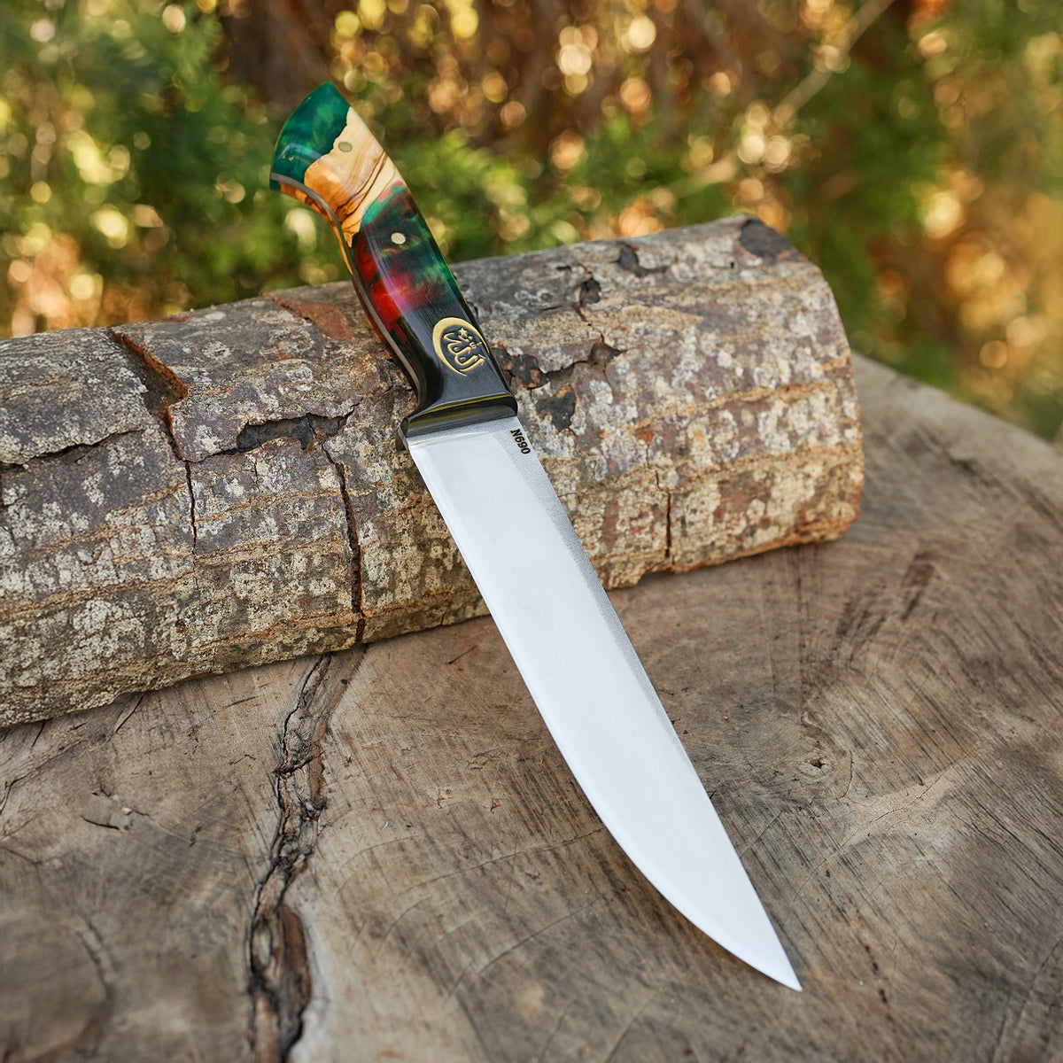 Kelle Bıçağı - N690 Çeliği -Allah Yazılı- Özel Ahşap Kutulu