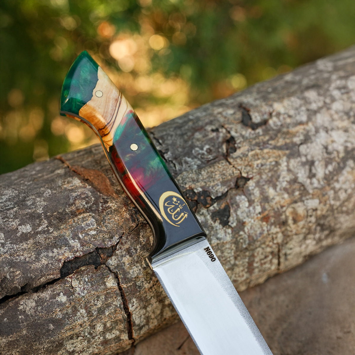 Kelle Bıçağı - N690 Çeliği -Allah Yazılı- Özel Ahşap Kutulu