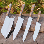 4 Parça Profesyonel Mutfak Bıçak Seti – Hasır Çanta ve Kesme Tahtası Hediyeli!