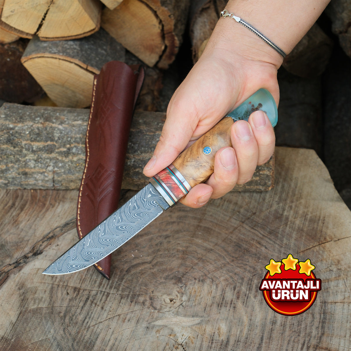 Puukko - Damascus Çelik - Koleksiyonluk ve Hediyelik Bıçak