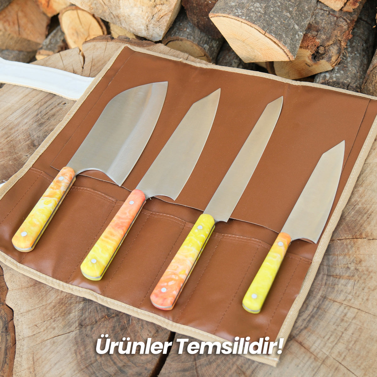 El İşçiliğiyle Üretilmiş Doğal Hasır Bıçak Çantası – 4 Bölmeli