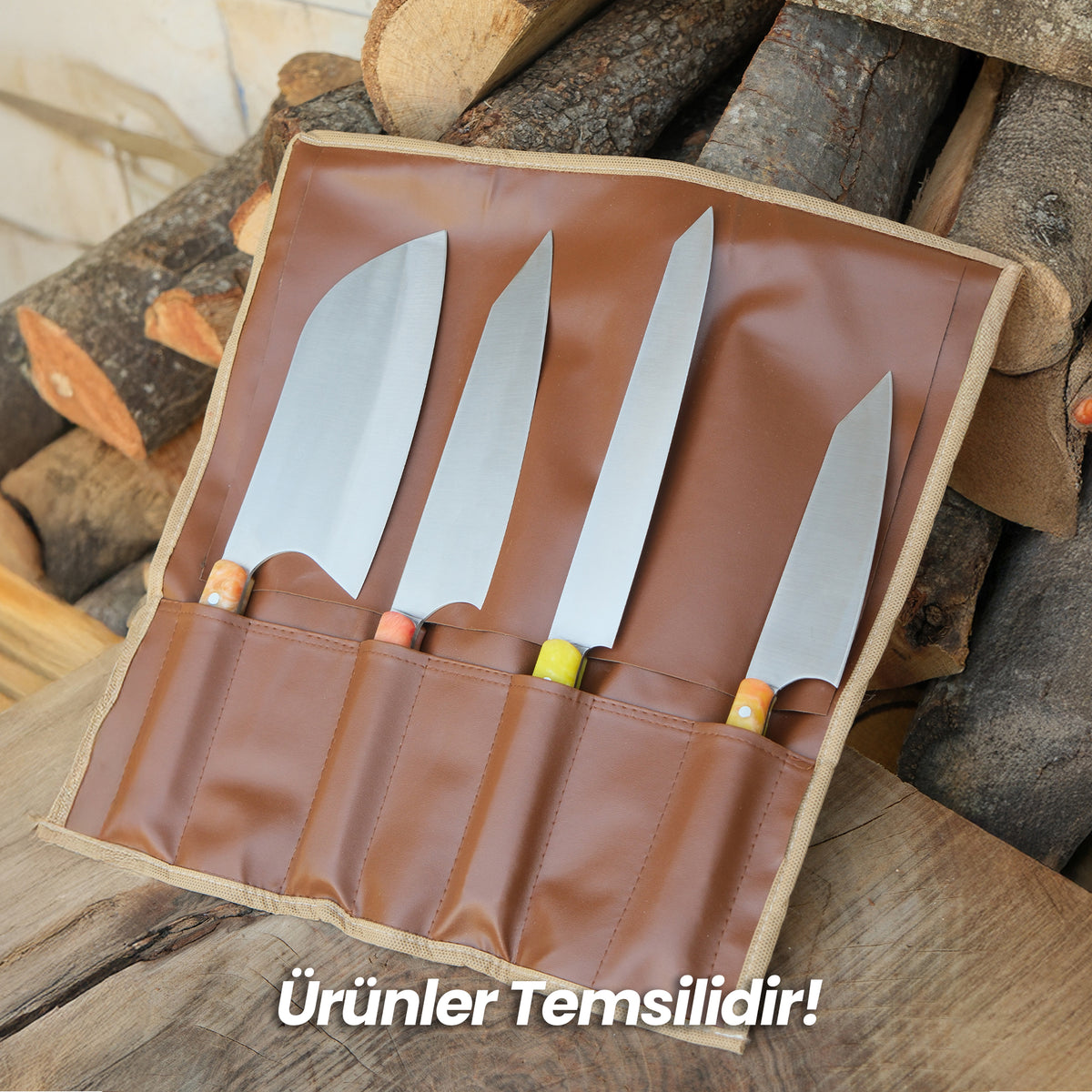 El İşçiliğiyle Üretilmiş Doğal Hasır Bıçak Çantası – 4 Bölmeli