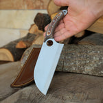 Almazan el yapımı kamp bıçağı, 35 cm uzunlukta, 4034 Alman paslanmaz çelikten, Yatağan ustalığıyla üretilmiş önden görünüş.