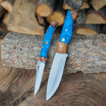 Yatağan ustalarının el işçiliği ile üretilmiş çift bıçaklı özel set