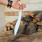 Pirinç balçak ve ceviz saplı, 4116 Alman çelikten yapılmış büyük bıçak modeli