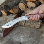 Dövme makas çeliğinden yapılmış ceviz saplı 34 cm Yatağan modeli bıçak