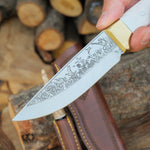 Köse Mehmet ustalığıyla şekillendirilmiş geyik boynuzu saplı bıçak