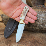 Doğal geyik boynuzu saplı el yapımı 4116 çelikten mini bıçak