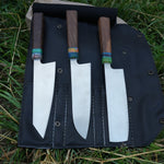 El yapımı 4034 Alman çelikten üretilmiş Gyutou, Nakiri ve Kritsuki bıçak seti