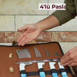 4'lü Kasap Bıçağı Seti + Kesme Tahtası - Paslanmaz Premium Kalite