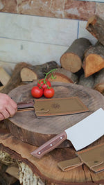 Et kesimi için tasarlanmış kalın çelik yapıya sahip satır bıçağı