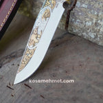 Bushcraft- Koleksiyonluk ve Hediyelik Bıçak 24K Altın Kaplama Kartal Gravür İşlemeli - Kadife Kutulu