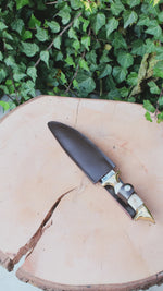 Avcılık ve mutfak işlerinde kullanılabilecek, dayanıklı geyik boynuzu saplı bıçak