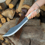 Yatağan’da üretilmiş kök geyik boynuzu saplı sallama kamp bıçağı