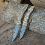 Avcılık ve doğa yürüyüşleri için elverişli, Yatağan atölyelerinde ustalıkla üretilmiş kompakt yapılı Damascus katlanır bıçak modeli